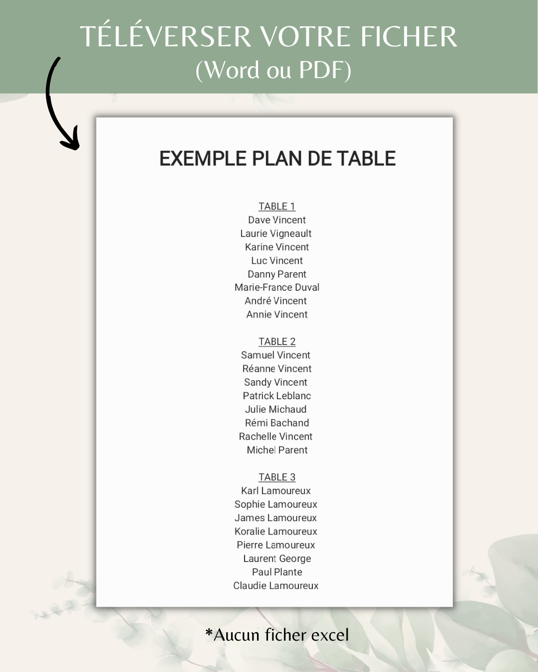 Wooden seating plan