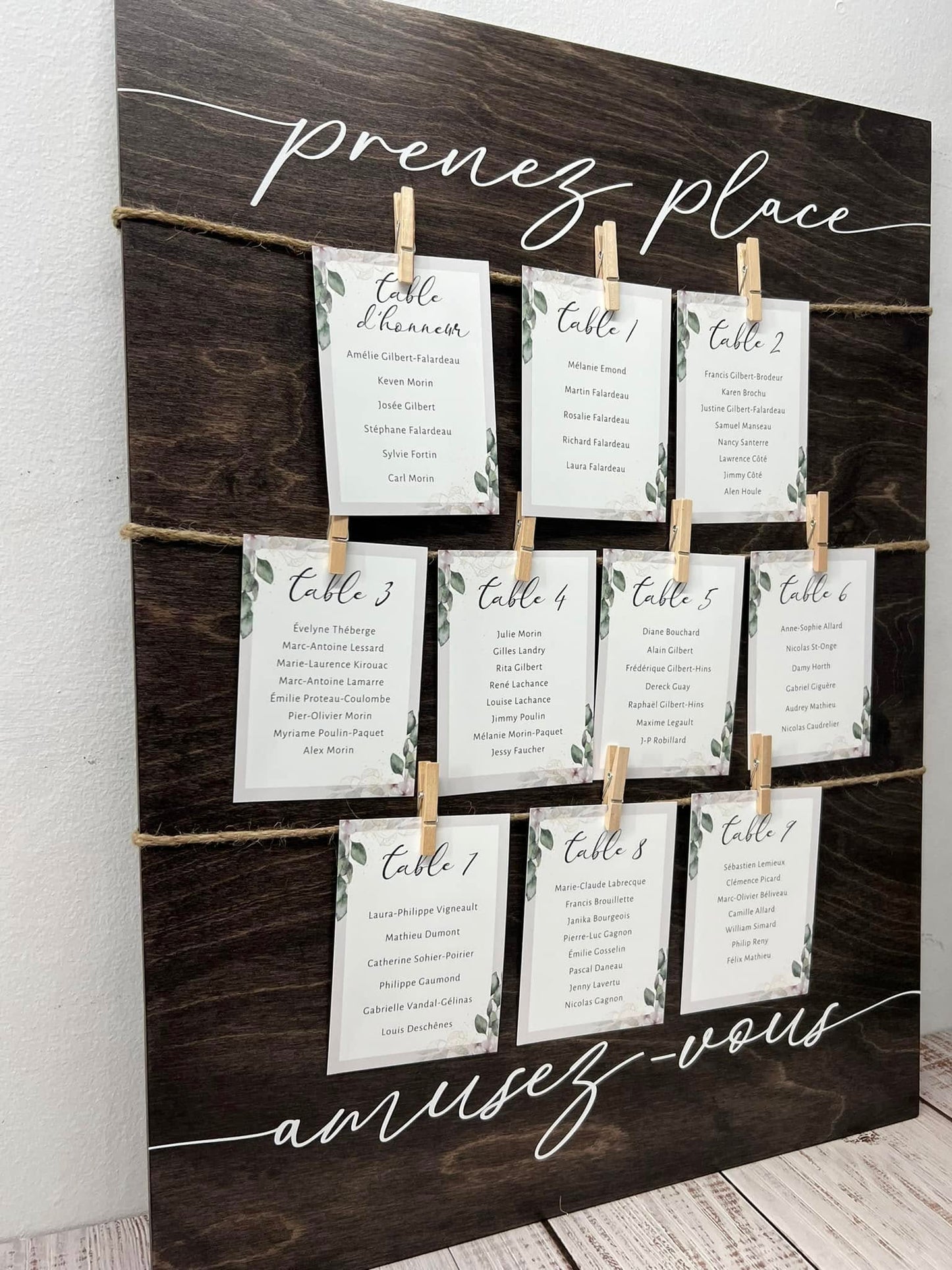 Wooden seating plan