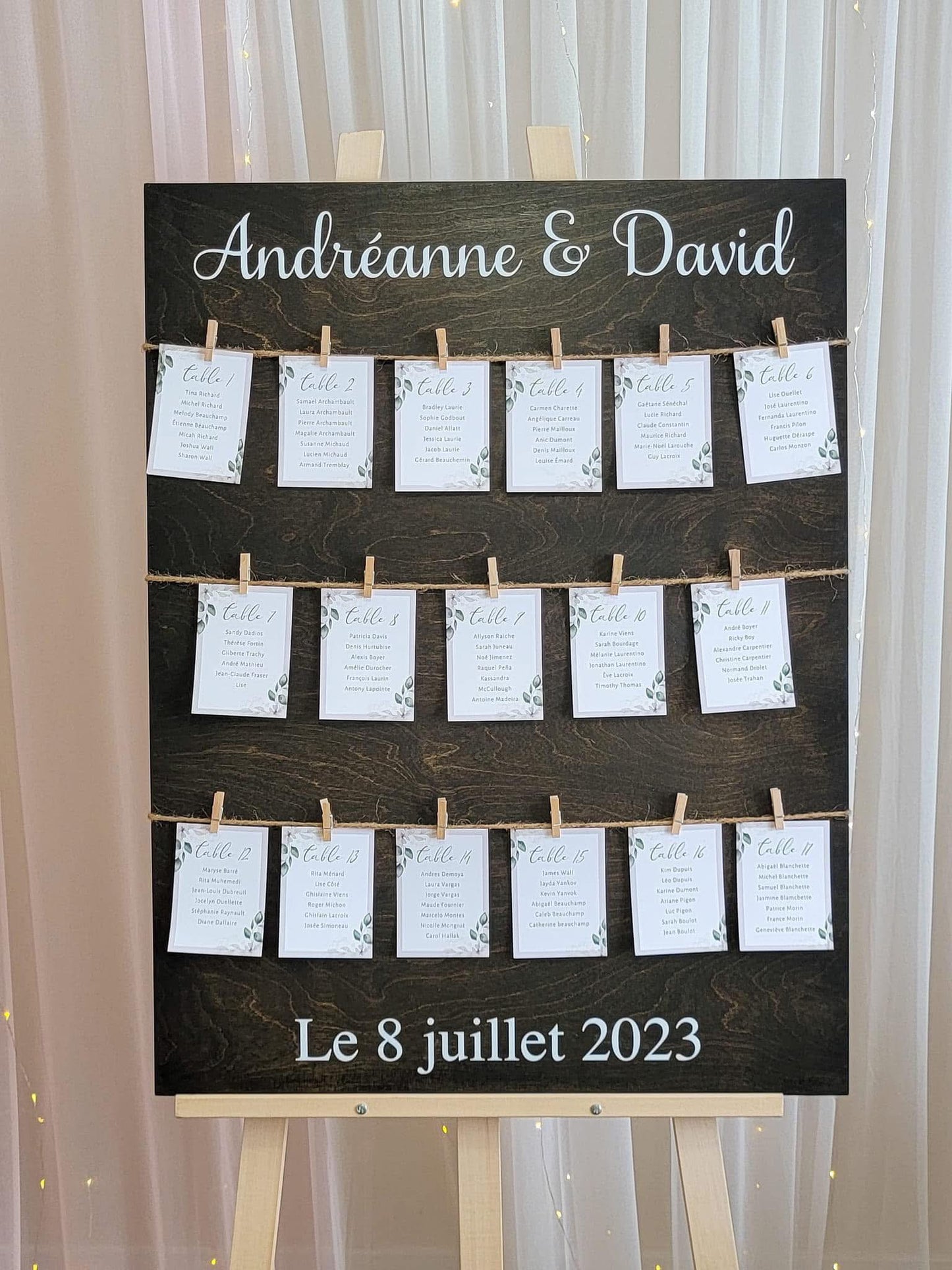 Wooden seating plan