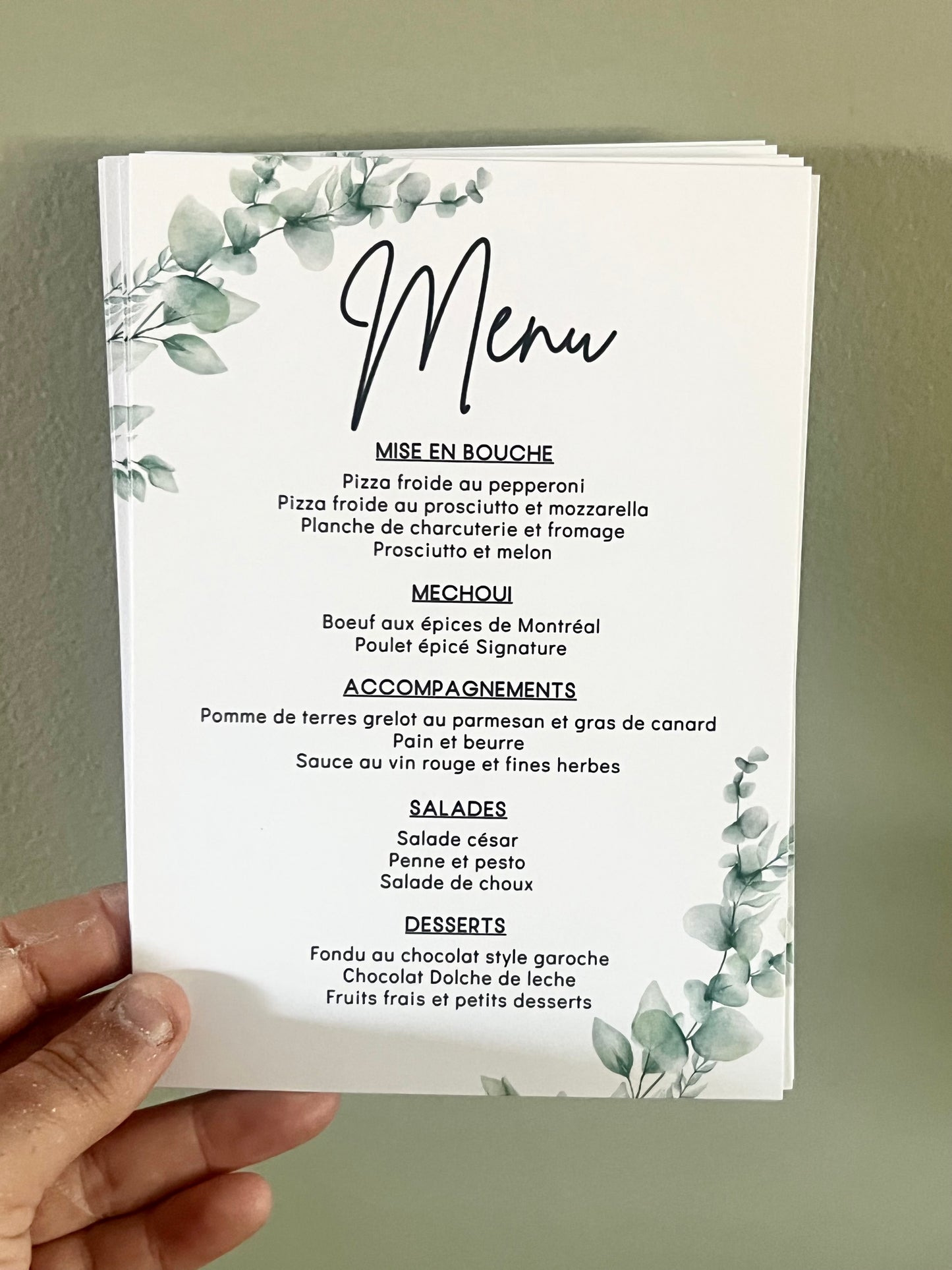 Cartons de Menu