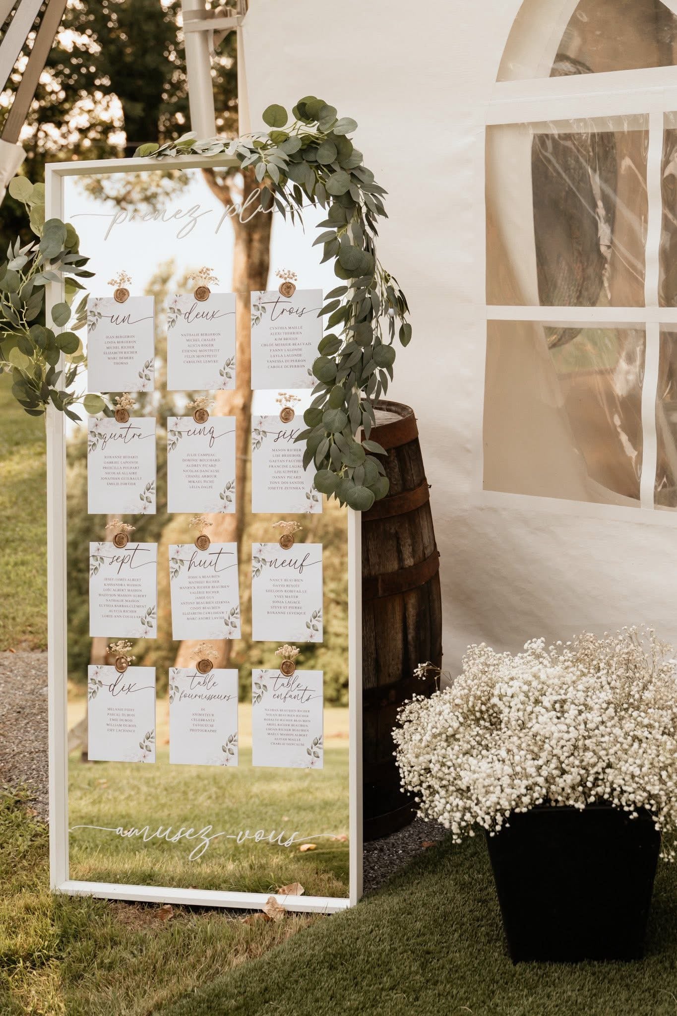 Cartons pour plan de table